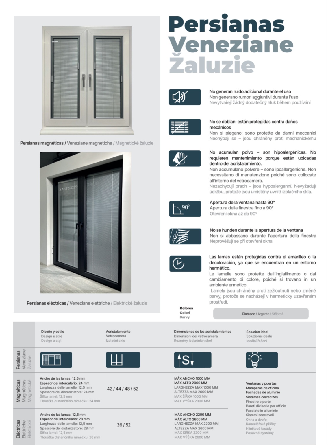 Ficha de persianas venecianas magnéticas y eléctricas integradas en ventanas